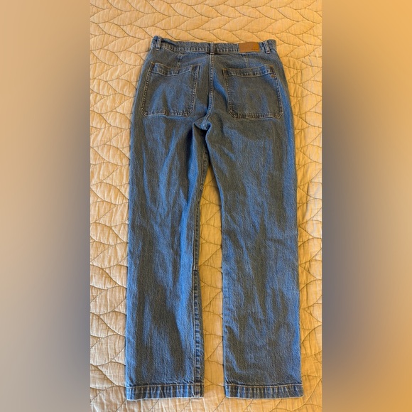 Madewell Women’s Double Knee Patchwork Straight-Leg Jeans in Blue Denim - Picture 3 of 7